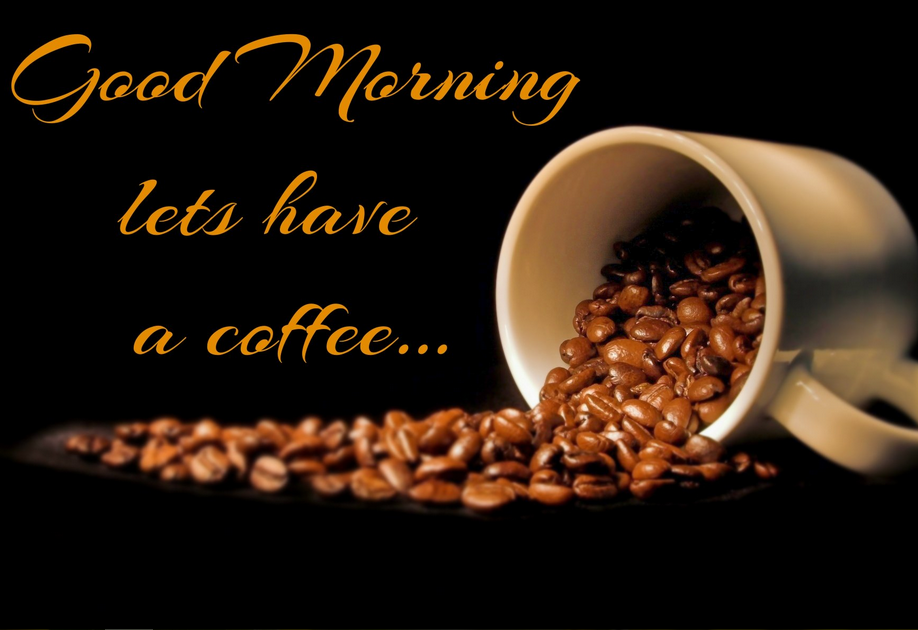 good morning coffee beans cup image